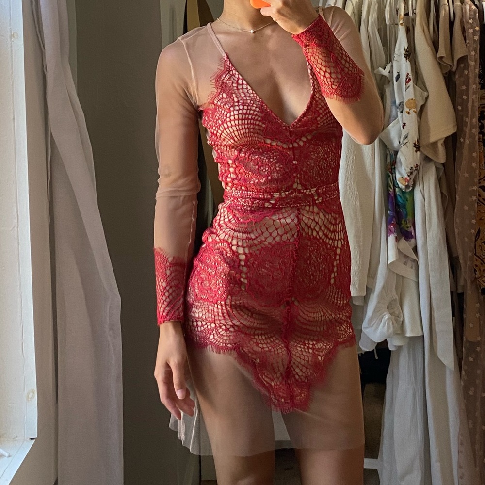 For Love & Lemon lace mesh dress